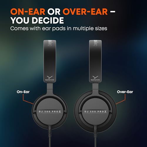 Image of beyerdynamic DJ 300 PRO X Professional DJ Headphones 2-in-1 On-Ear & Over-Ear Ear Cups Included. 45mm Driver, Foldable, Detachable 4.9 Ft Cable, 1 /8 inch Jack w 1 /4 inch Adapter, Black