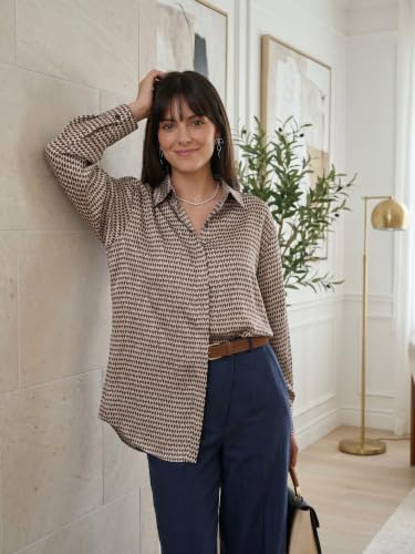 Image of OOMPH! Women's Printed Shirt | Full Sleeves | Collared Neck | Curved Hem | Casual Shirt for Women