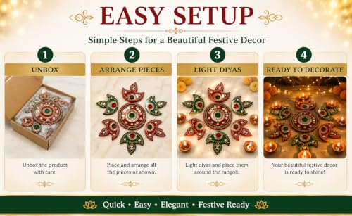 Image of Designer Handcrafted Decorative Acrylic Diya Small Rangoli for Floor Decoration