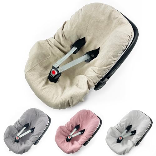 100% LEINEN Bezug für Babyschale Leinenbezug Schonbezug Babyschalenbezug Sommerbezug BEIGE
