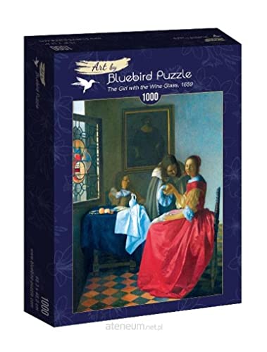 Bluebird Puzzle - Johannes Vermeer, The Girl with The Wine Glass, 1659, Puzzle 1000 Pièces - Reproduction du Célèbre Tableau - Puzzle Adulte - Fabriqué en Europe