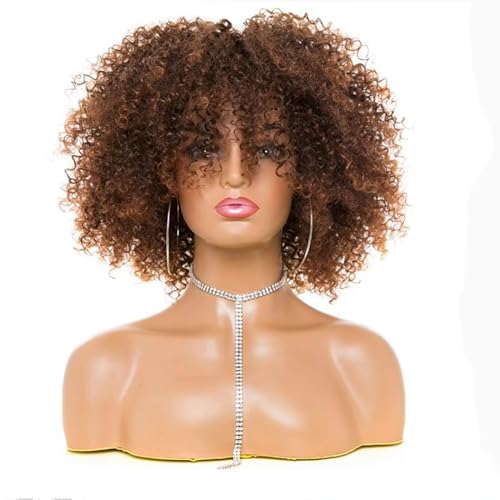 Perruque courte bouclée durable avec volume tête explosive et bonnet respirant