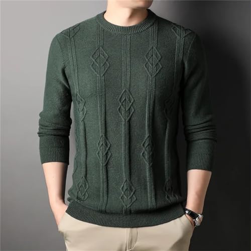 Fashion Argyle Men's Knit Sweater Autumn and Winter Thick Warm Business Casual O-Neck Sweater3