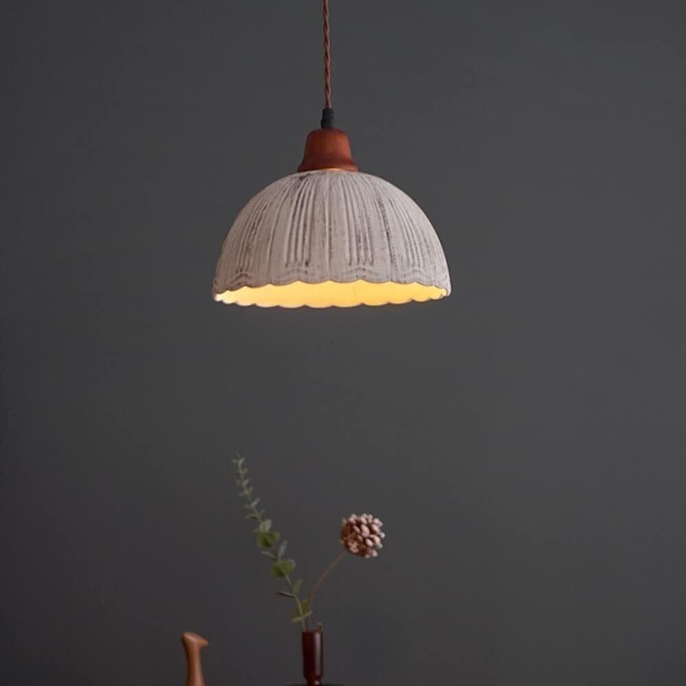 Lampada Sospesa Ceramica Vintage Rustica Mid‑Secolo Bordo Ondulato