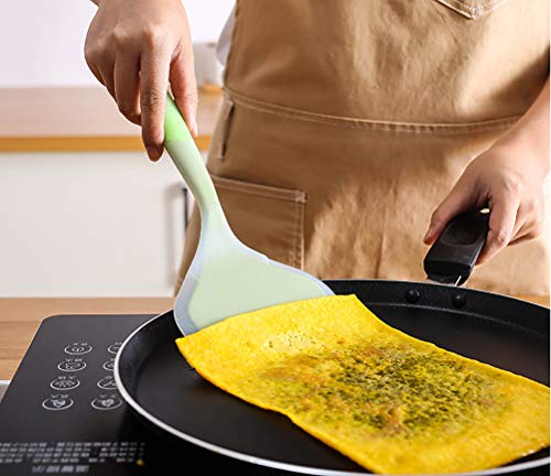 Goeielewe Omelette Spatula 10-Inch Silicone Pancakes Shovel Durable Heat-Resistant Wide Spatula Turner Nonstick Fried Shovel For Eggs Crepes Brownies Fish Pancake Pizza (Green) #TOP2