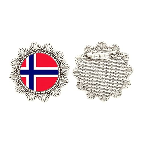 Broche de plata de la bandera de Noruega talla mediana para solapa