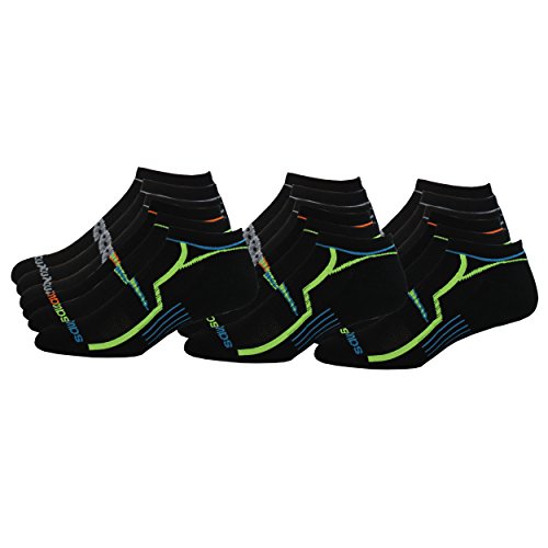 Saucony Men's Performance No-Show Socks, Black Asst, M 8-12 Shoe, 18 Pair
