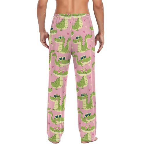 Alligator Heart Glasses Pink Men's Pajama Pants for Men Lounge Pants Pajama Bottoms Soft Long Sleep Pant Lightweight2