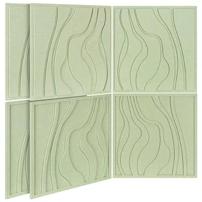 BUBOS Art Acoustic Wall Panels 6 Pack - 23.6"x23.6" Self-adhesive Sound Proof Panels, Decorative Sound Absorbing Panels for Office, Home Theater & Studio Recording Equipment, Green