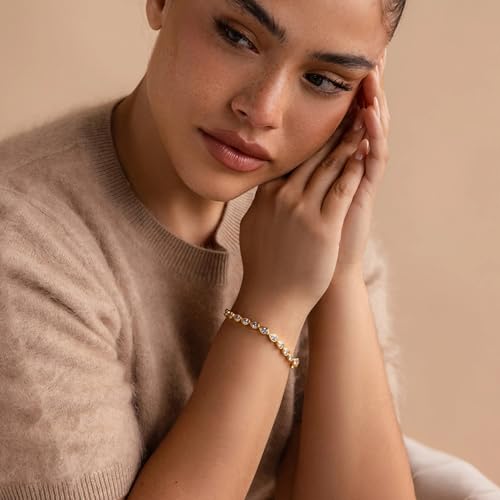Caitlynminimalist Bold Cz Diamond Gold Sterling Silver Classic Tennis Bracelet Stackable Gold Bracelet For Women thumb #5