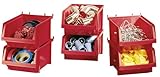 Stack-On BIN-6 Parts Storage Organizer Bins, 6 Pack, Red