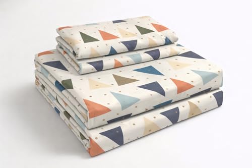 Image of Blue Strip 300 TC Cotton Feel Glace Cotton Elastic Fitted Printed King Size Double Bed Bedsheet with 2 Pillow Covers Fits Upto 9 Inches, Size 72x78x10 Inches
