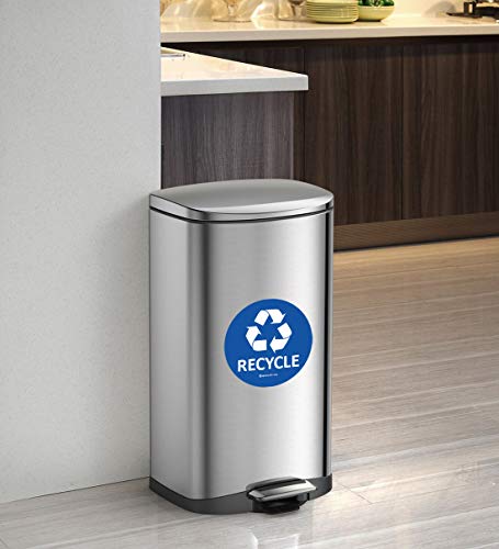 Ignixia (Pack Of 4 Recycle & Trash Stickers Combo Indoor & Outdoor Trash Bin Decals Recycle & Trash Symbols Sticker 4 X 4 Inches Self Adhesive Peel & Stick (Blue And Black) #TOP6