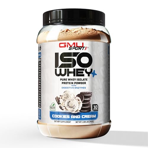 GMU SPORT ISO Whey - 100% Whey Isolate Protein - Cookies and Cream 0.9 kg, (30 Portionen) - 26g Protein Pro Portion, Complete with a Full Amino Profile, Digestive Enzyme, BCAAs and Collagen Peptide