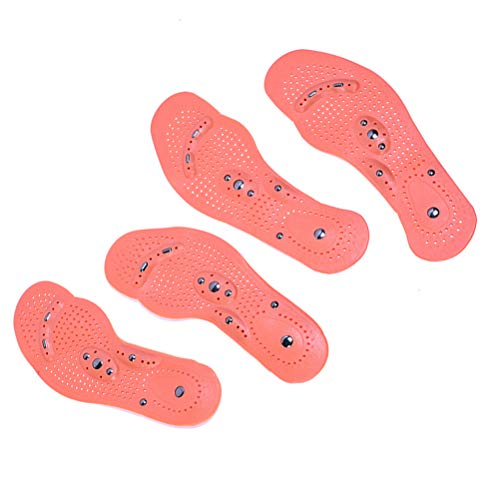 2 pares de palmilhas magnéticas de silicone para massagem terapêutica e saúde LIOOBO (vermelha)