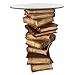 Design Toscano NG32069 Power of Books Vintage Decor Stacked Books End Table with Glass Top, 21 Inch Tall, Handcast Polyresin, Full Color