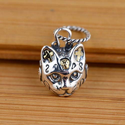 Collier argent S925 chat, un bijou ethnique d'exception au design travaillé