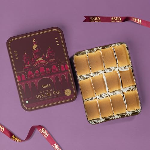 Image of ASHA SWEET CENTER Handcrafted Mysore Pak (500G) | Made With Pure Desi Ghee | Melts In Mouth | Special Indian Mithai | Delicious & Healthy Exclusive Sweets Gift Box | Traditional Taste of Mysuru