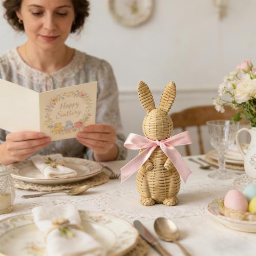 Décoration de lapin de Pâques résine ornement stable pour table et auto - 3