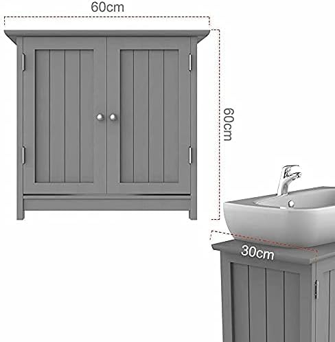 Under Sink Cabinet Grey Color Wooden Bathroom Storage Floor Cabinet Wood MDF Storage Unit 60 x 60 x 30 cm