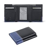 ESTALON Slim Wallet for Men - RFID Blocking Real Leather Trifold Money Wallet Dual Color