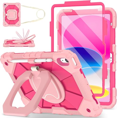 Housse iPad 11 pouces A16 avec protège-écran et porte-crayon rose 2025