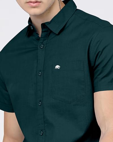 Image of BRUCEWANE Men's 100% Cotton Half Sleeve Shirt