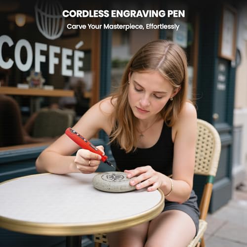 Image of HARDELL Cordless Rotary Tool, 5 Speed Rechargeable Engraving Pen - Electric Engraving Tool for 60+ Surfaces - Beginner Friendly with 37 Accessories, Ultimate Engraving Pen Kit for Artists & DIYers