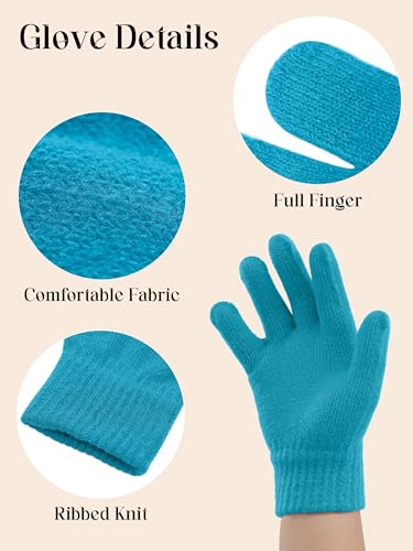 Image of Cooraby 12 Pairs Kid's Winter Magic Gloves Children Stretchy Warm Magic Gloves Boys or Girls Knit Gloves for 6-12 Years