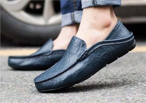 Men's Round Toe Faux Leather Loafer Shoes Comfortable Anti-Slip Flat Heel Wedding Slip On2