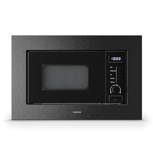 Klarstein Verosteel Micro Onde Encastrable avec Grill – 20L, 700W, 8 Programmes, Commande Tactile, Acier Inox, Plateau Verre, Four Micro Ondes Encastrable,...