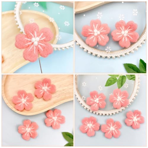 Flor de fieltro de lana rosa de alta densidad para tocados artesanales y costura 3