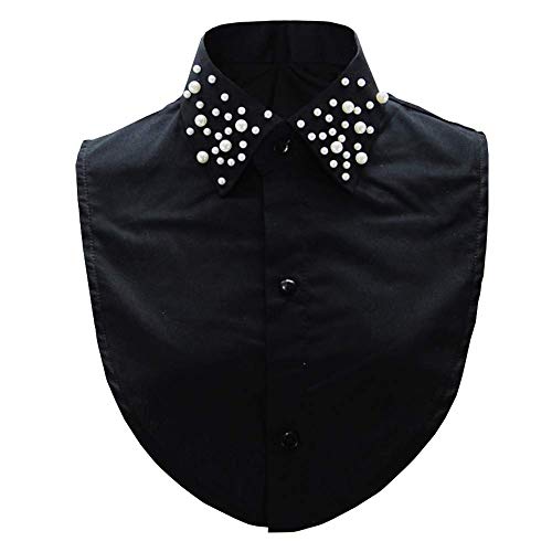 Joyci Woman Decorate Pearl Half Shirt Collar Pure Color False Collar Detachable Faux Collar Dickey (AP01)