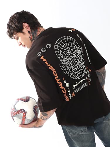 Image of Hubberholme Men Cotton Terry Printed Oversized Round Casual Neck Half Sleeves Tshirts