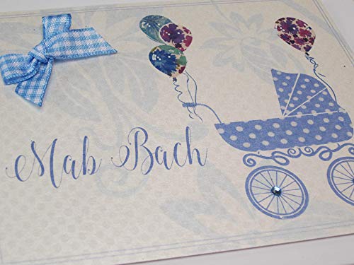White Cotton Cards 'MAB Bach' Baby Mini Album, Blue Pram (WDTB1T) - Image 2