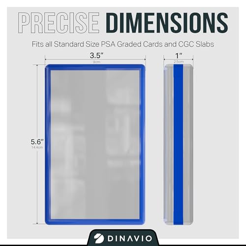 Image of PSA Graded Card Display Acrylic Case for Standard PSA and CGC Slabs - Slab Case - PSA Card Case - Graded Card Display Case - Updated Dimensions - Stand Included (Blue Border)