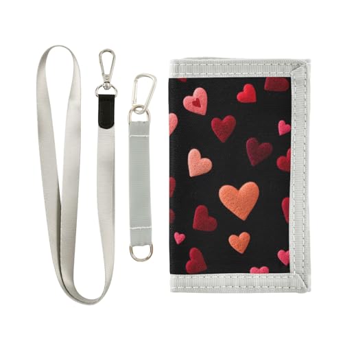 ALAZA Kids Wallets for Boys Girls Toddler Trifold Wallet Children Small Embroidery Hearts with Zipper Coin Pocket