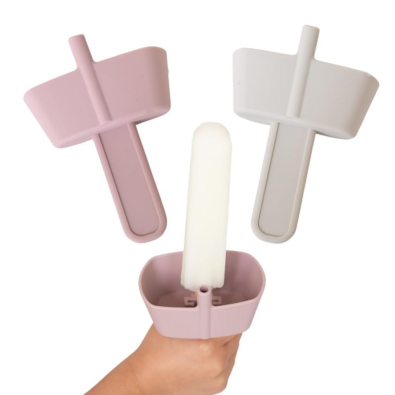Image of Mango Co. Silicone Popsicle Holder With Straw Drip Free 2 PACK
