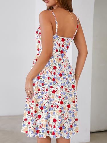 Image of YATHON Casual Dresses for Women Sleeveless Cotton Summer Beach Dress A Line Spaghetti Strap Sundresses with Pockets