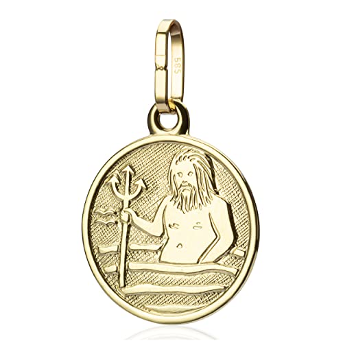 NKlaus Kettenanhänger Sternzeichen Wassermann klein 585 Gelbgold 12,3mm Zodiak Horoskop 9575