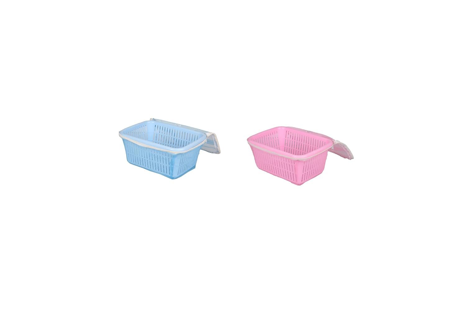 VELLURA Multipurpose Plastic Fruit & Vegetable Basket with Net mesh (Jali) | Vegetables & Fruit Bowl for Dining Table,Kitchen Fruit Storage Basket with Zip Net Cover (Blue+Pink) (B0CQV7CP8W) Amazon Price History, Amazon Price Tracker