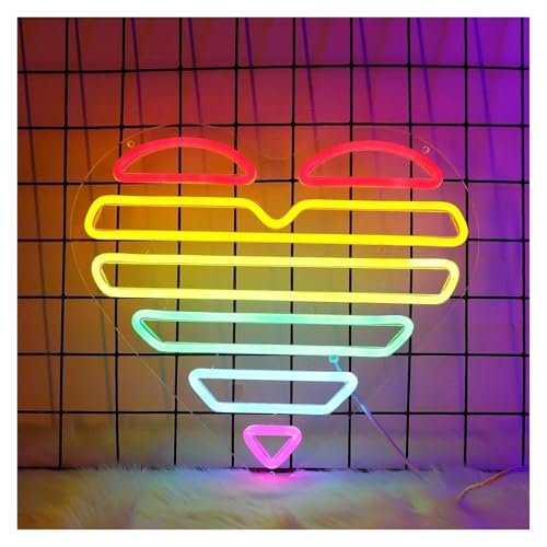 WELSAA Luces de neón Corazón Del Arco Iris, Letrero De Neón, Cora...
