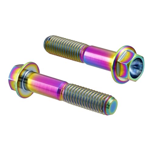 Image of Rison Titanium Bolts - Titanium Flanged Hex Head Bolts M6x1.0x25mm 6AL4V Aerospace Grade Ti Rainbow Titanium Pack of 5