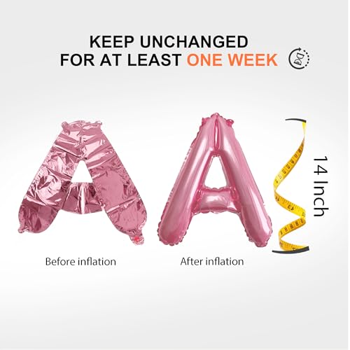 Image of 52 pcs Pink Foil Letter Balloons with Air Pump, 16 Inch 2 A-Z Sets - Mylar Alphabet Balloon Kit for Birthday Banner & Party Decorations