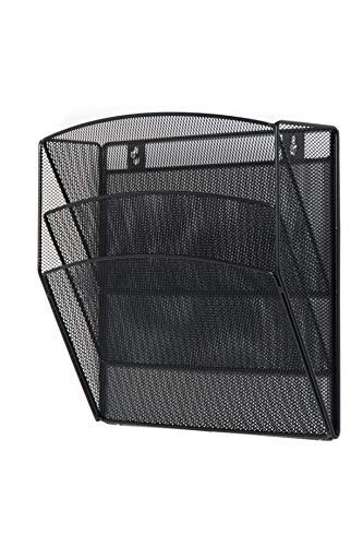 Klickpick Office Hanging Files Wall Mounted Metal Mesh Document File Organizer Magazine Holder Rack Organizer 3 Tier Section Racks Multipurpose Use to Display Files, Magazine, Newspapers (3t Black) - Thumbnail 3