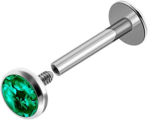 Internally Threaded Steel 16g 5/16 8mm Labret Earring Piercing Jewelry Cartilage Tragus Monroe 4mm Emerald Crystal M2245