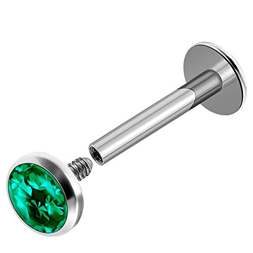 Internally Threaded Steel 16G 5/16 8Mm Labret Earring Piercing Jewelry Cartilage Tragus Monroe 4Mm Emerald Crystal M2245 #TOP3