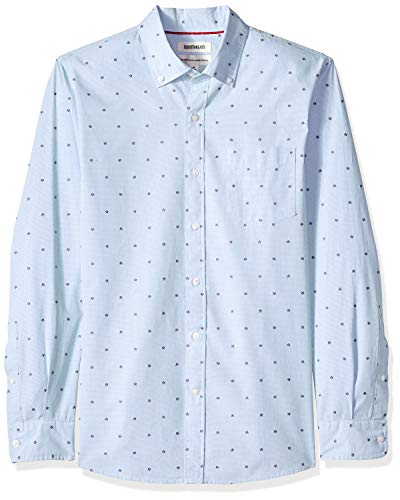 Amazon Brand - Goodthreads Men's Standard-Fit Long-Sleeve Dobby Shirt, -blue flower, X-Large