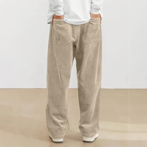 Wide Leg Mens Corduroy Pants Big and Tall Baggy Casual Pants Loose Comfy Drawstring Elastic Waist Sweatpants Fall3