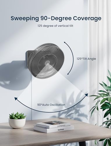 Image of Shinebella 12 Inch Wall-Mounted Oscillating Fan with Remote - 4 Quiet Speeds, 90 Rotation, Timer for Bedroom, RV, Bathroom,Includes Adapter & 8.2ft Cord, Easy to Clean, Adjustable Tilt, Home Cooling